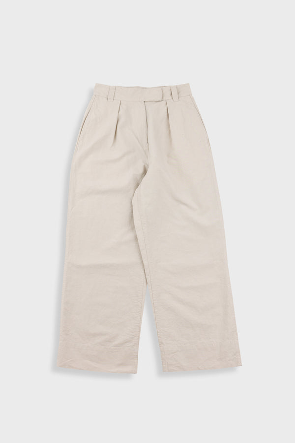 folk MHL - Pleated Crop Trouser - Dry Ctn Linen - Pale Stone
