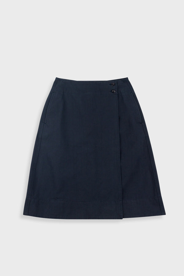 folk MHL - Wrap Overskirt - Irregular Cotton Drill - Navy
