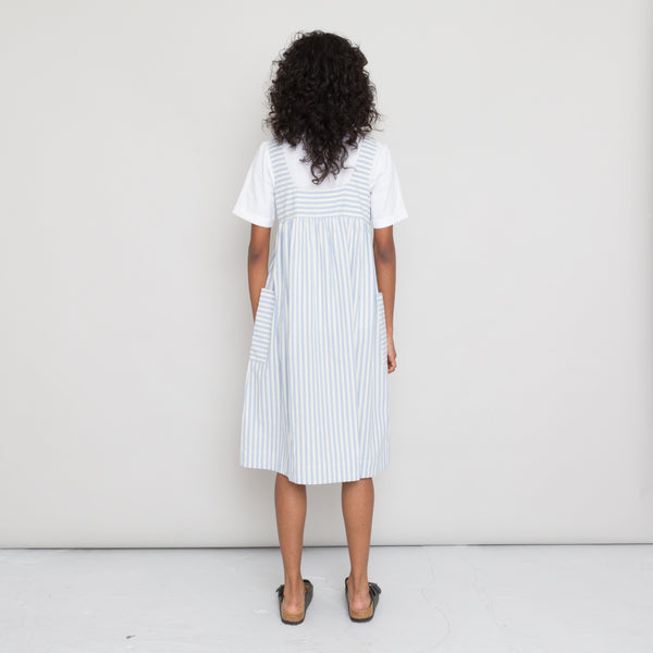 Folk Patch Pocket Dress Women's - Cornflower Ecru Stripe