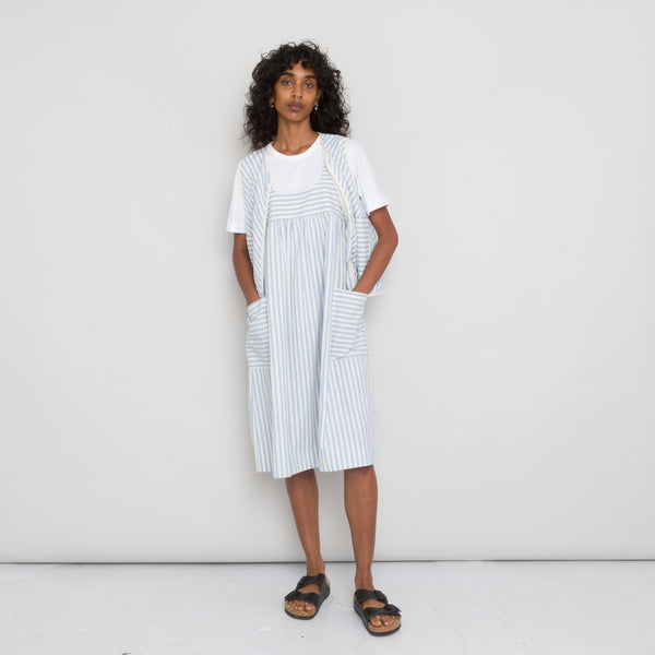 Folk Patch Pocket Dress Women's - Cornflower Ecru Stripe