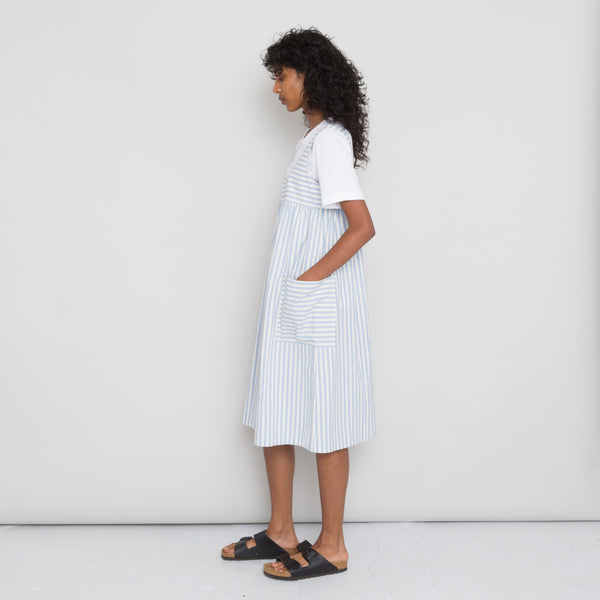 Folk Patch Pocket Dress Women's - Cornflower Ecru Stripe