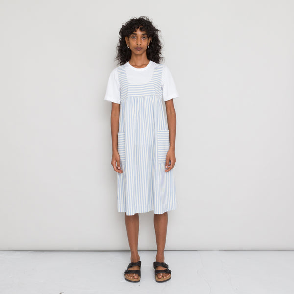 folk Patch Pocket Dress Women's - Cornflower Ecru Stripe