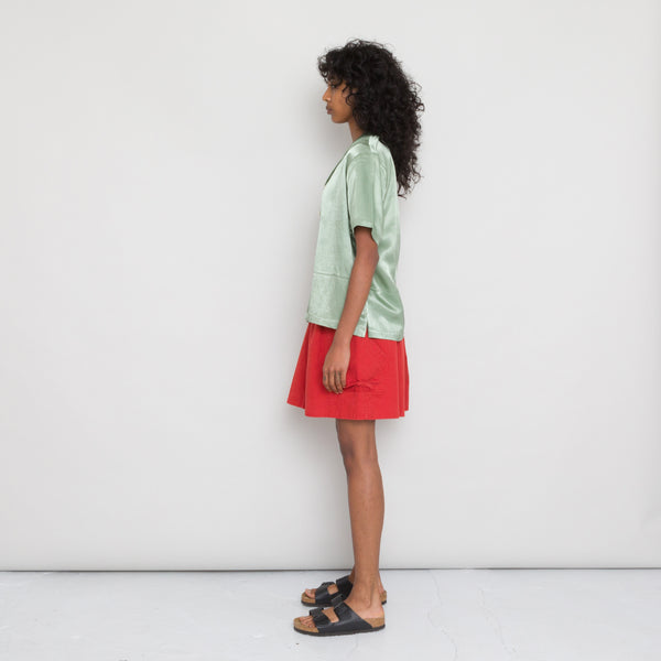 Folk Short Sleeve Junction Shirt Women's - Pistachio Satin