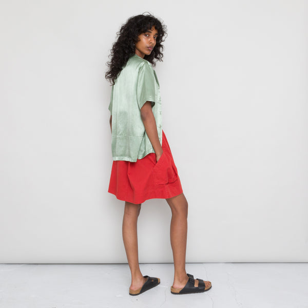 Folk Short Sleeve Junction Shirt Women's - Pistachio Satin