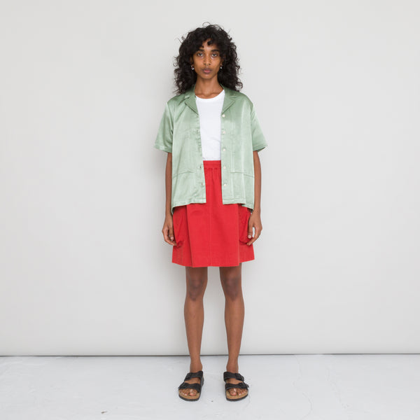 folk Short Sleeve Junction Shirt Women's - Pistachio Satin