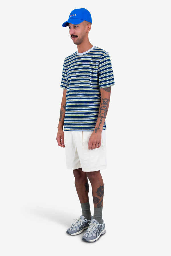 Folk Short Sleeve Multistripe T-Shirt - Deep Blue Mix