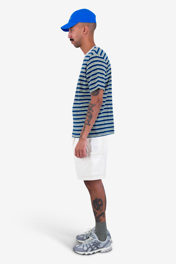 Folk Short Sleeve Multistripe T-Shirt - Deep Blue Mix