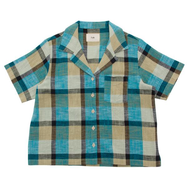 folk Short Sleeve Soft Collar Shirt Women's - Multigingham Check