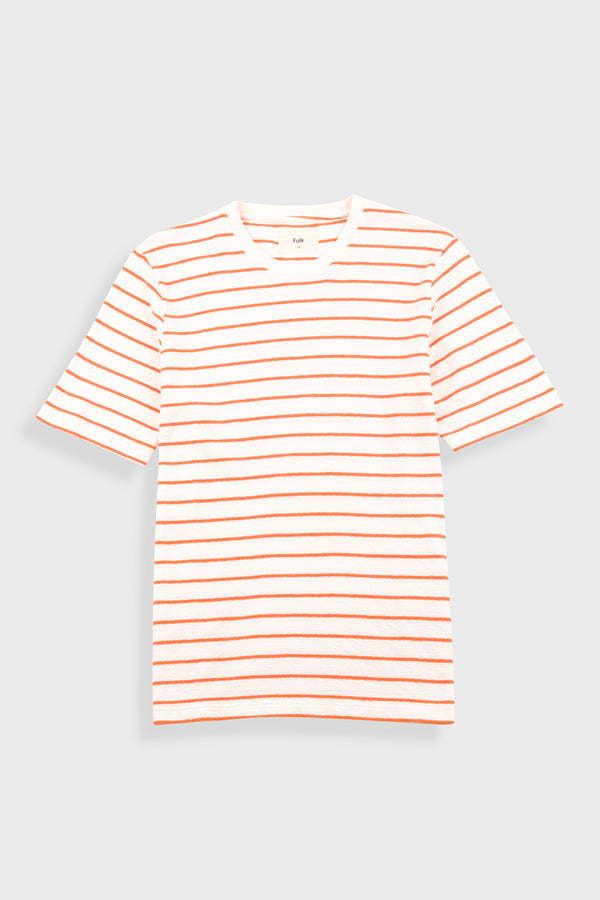 folk Short Sleeve Textured Stripe T-Shirt - Ecru / Orange
