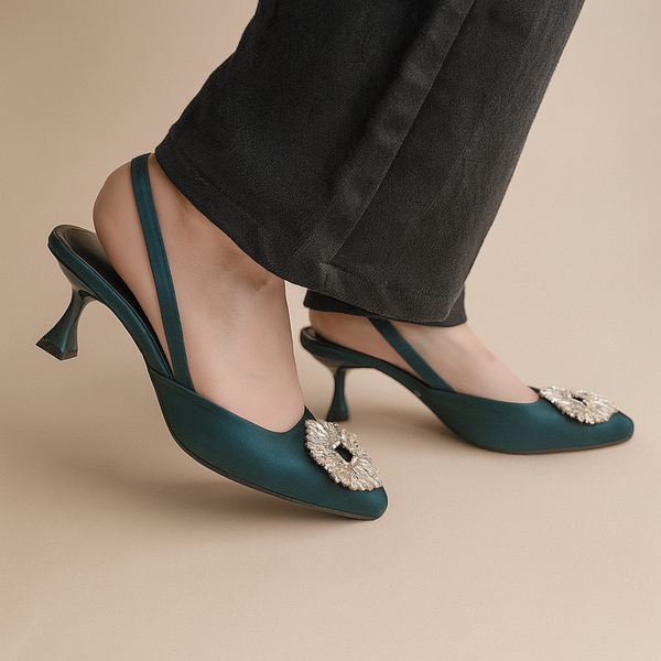 Footwear Sensation Isabella Heels -Green