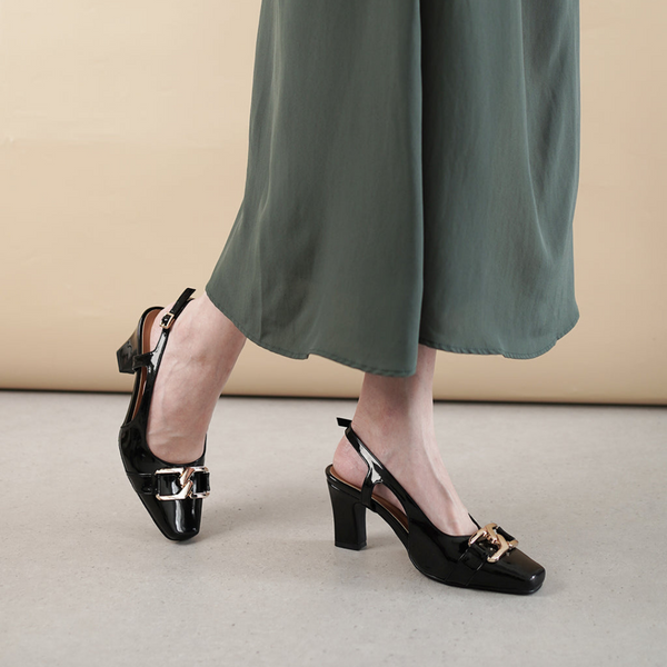 Footwear Sensation Kiara Block Heels Black