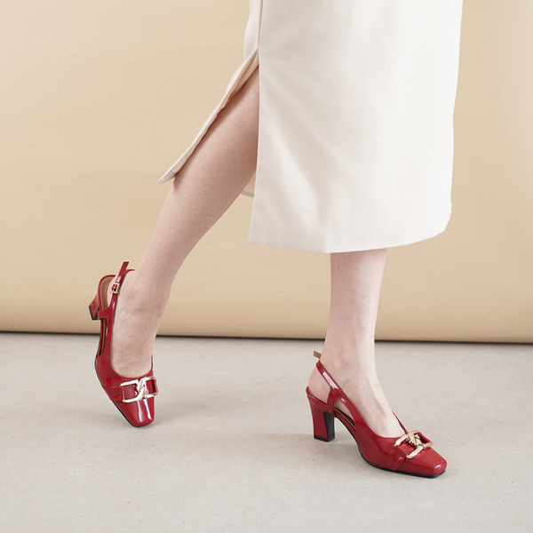 footwear sensation Kiara Block Heels Red