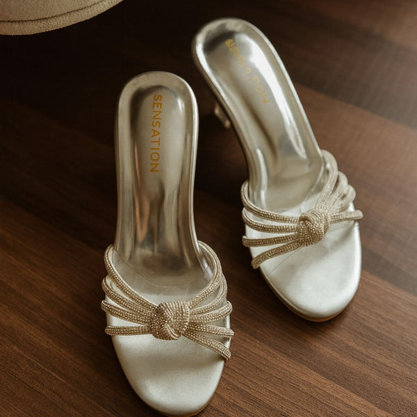 Footwear Sensation Scarlett Block Heels Gold