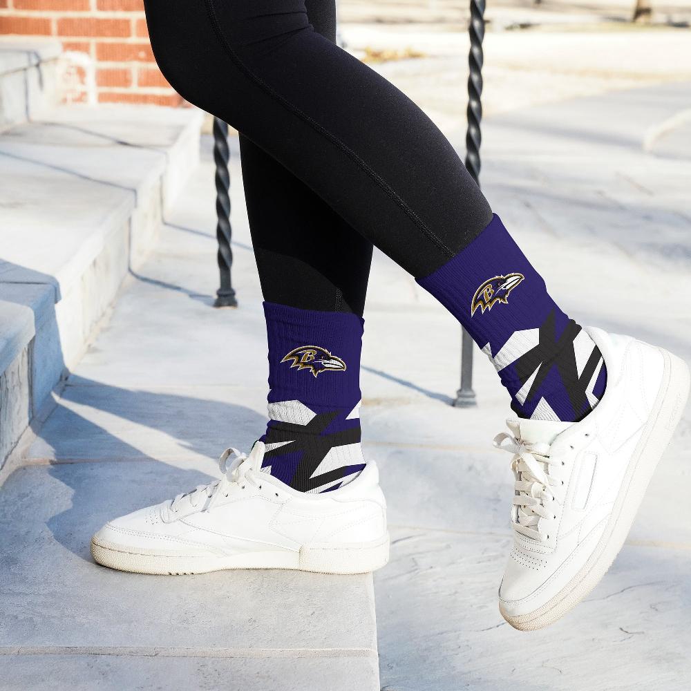 For Bare Feet Baltimore Ravens Breakout Premium Crew Socks Baltimore Ravens Breakout Premium Crew Socks