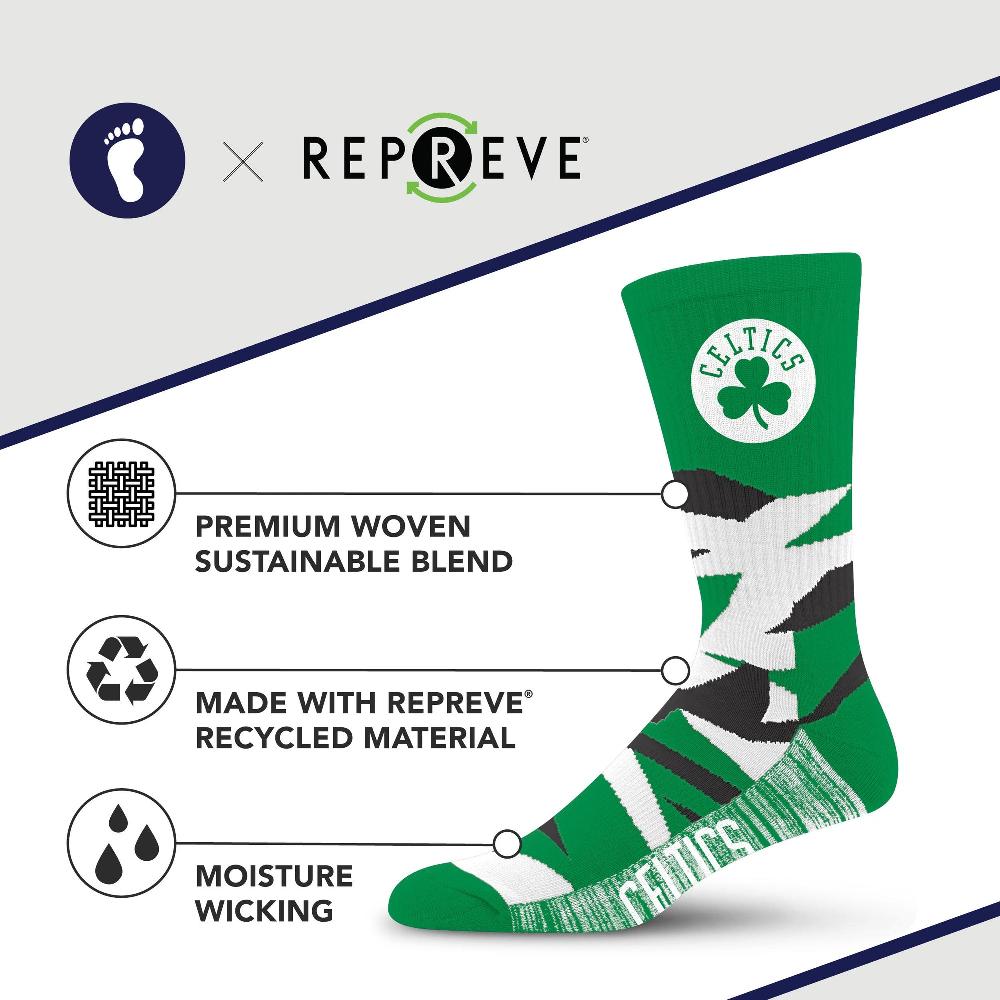 For Bare Feet Boston Celtics Breakout Premium Crew Socks Boston Celtics Breakout Premium Crew Socks