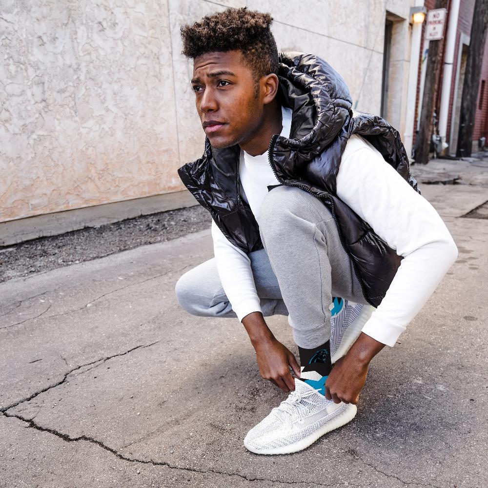 For Bare Feet Carolina Panthers Breakout Premium Crew Socks Carolina Panthers Breakout Premium Crew Socks