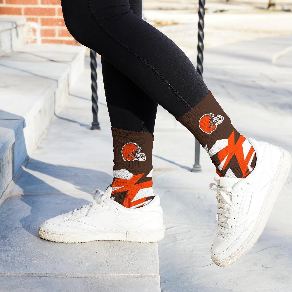 For Bare Feet Cleveland Browns Breakout Premium Crew Socks Cleveland Browns Breakout Premium Crew Socks