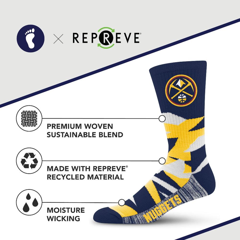 For Bare Feet Denver Nuggets Breakout Premium Crew Socks Denver Nuggets Breakout Premium Crew Socks