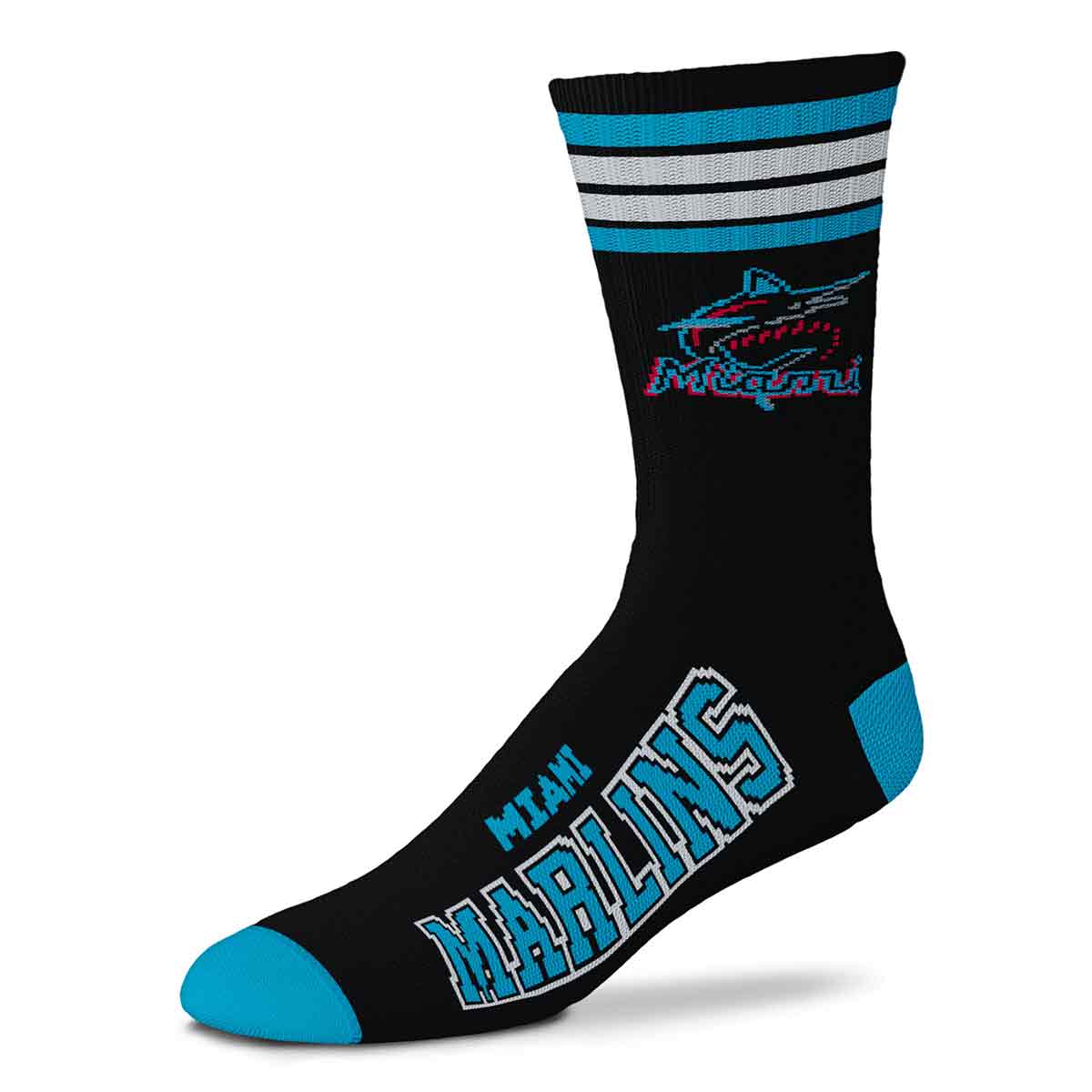 for bare feet Miami Marlins 4 Stripe Deuce Socks
