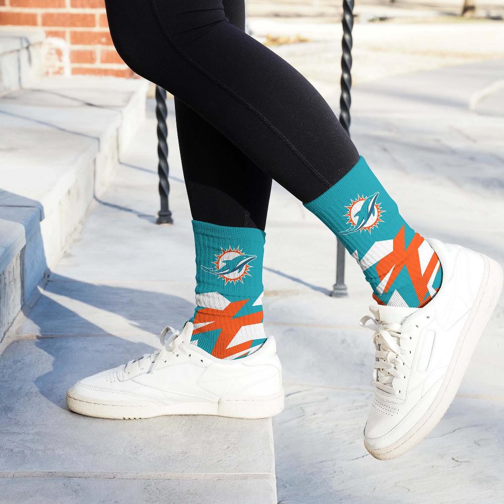 For Bare Feet Miami Dolphins Breakout Premium Crew Socks Miami Dolphins Breakout Premium Crew Socks