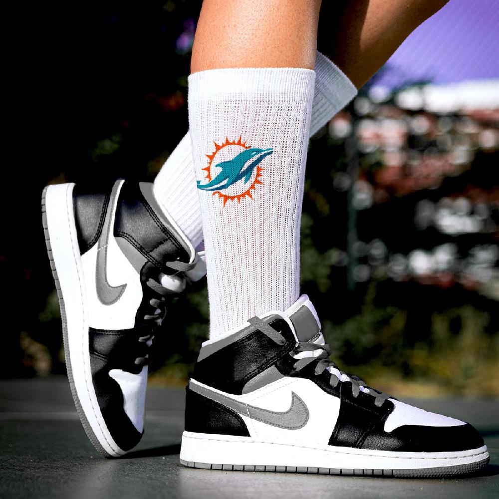 For Bare Feet Miami Dolphins Refresh Premium Crew Socks Miami Dolphins Refresh Premium Crew Socks