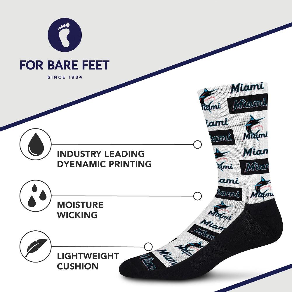For Bare Feet Miami Marlins Poster Print Socks Miami Marlins Poster Print Socks