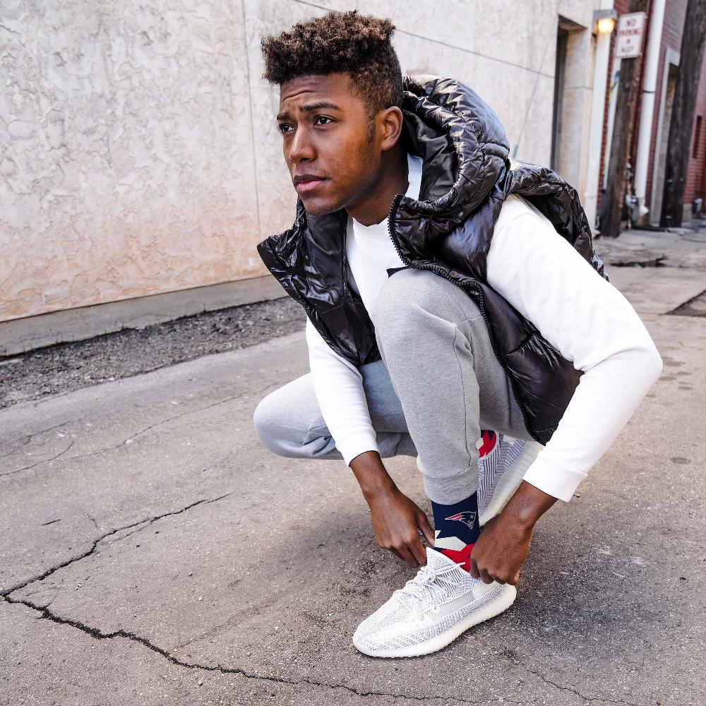 For Bare Feet New England Patriots Breakout Premium Crew Socks New England Patriots Breakout Premium Crew Socks