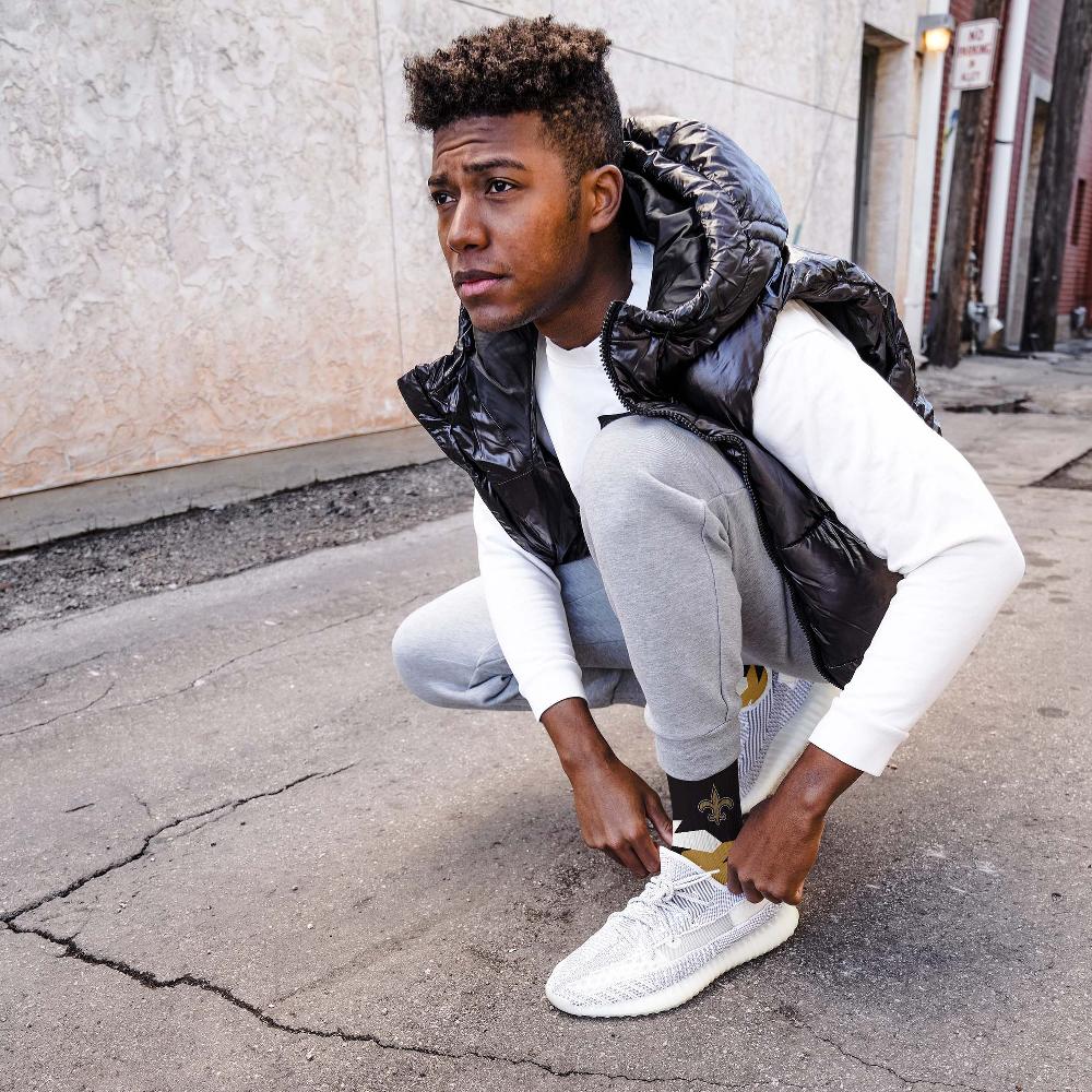 For Bare Feet New Orleans Saints Breakout Premium Crew Socks New Orleans Saints Breakout Premium Crew Socks