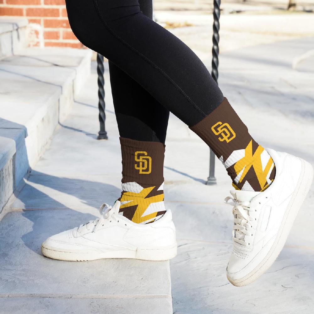 For Bare Feet San Diego Padres Breakout Premium Crew Socks San Diego Padres Breakout Premium Crew Socks