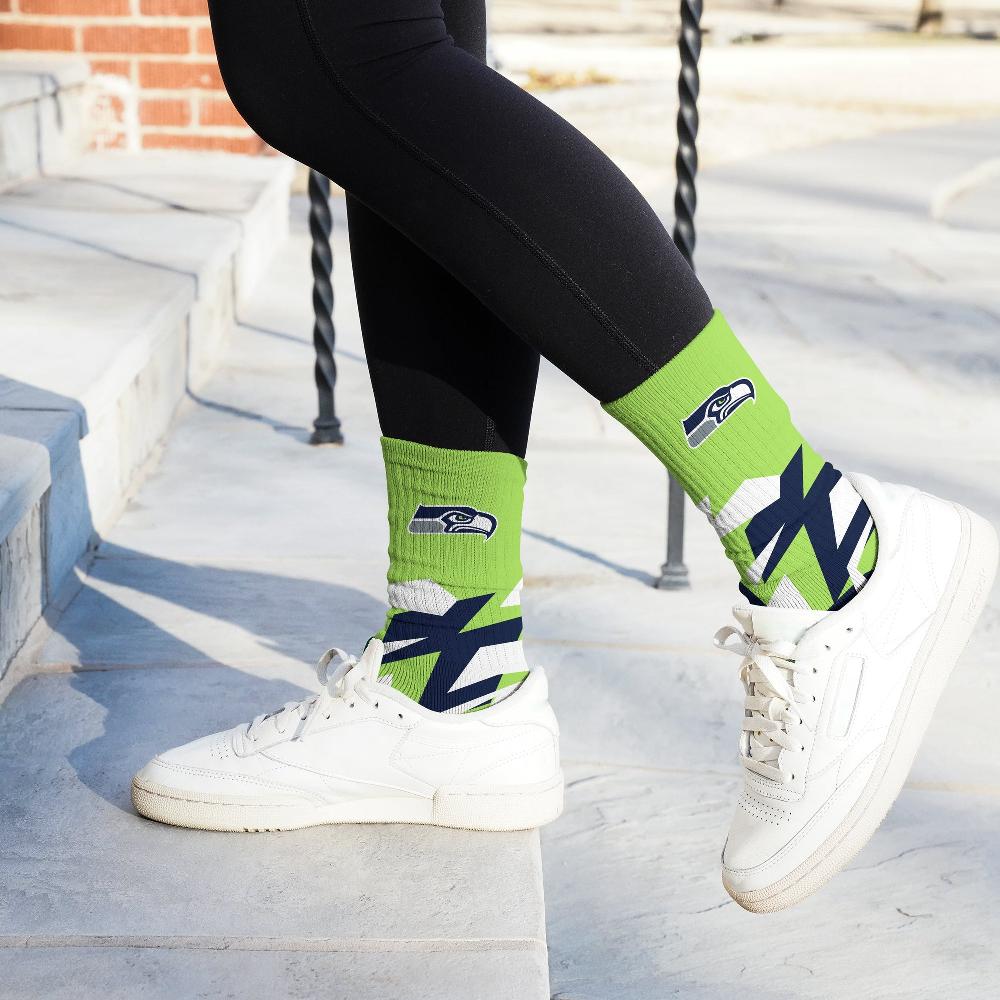 For Bare Feet Seattle Seahawks Breakout Premium Crew Socks Seattle Seahawks Breakout Premium Crew Socks