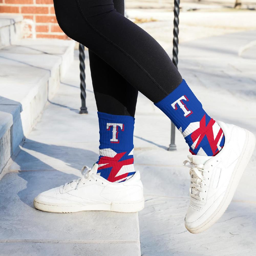 For Bare Feet Texas Rangers Breakout Premium Crew Socks Texas Rangers Breakout Premium Crew Socks