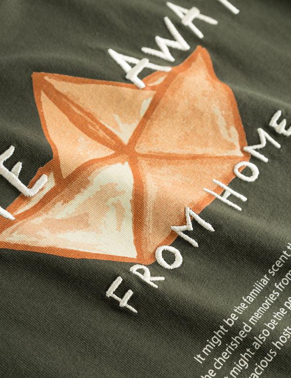 Forét ABODE EMBROIDERY T-SHIRT - DARK MOSS/CLOUD