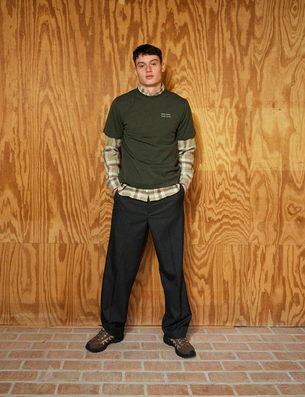 Forét ABODE EMBROIDERY T-SHIRT - DARK MOSS/CLOUD