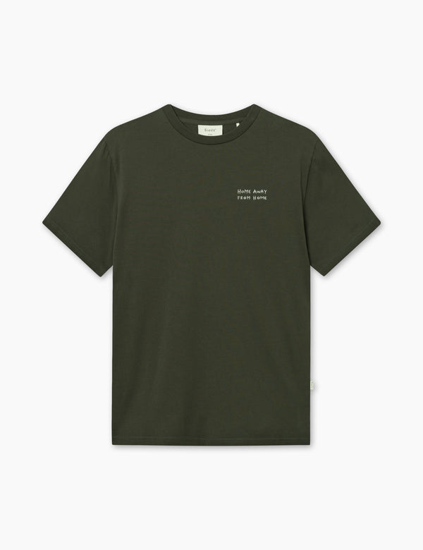 forét ABODE EMBROIDERY T-SHIRT - DARK MOSS/CLOUD