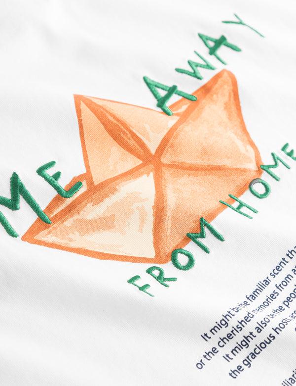 Forét ABODE EMBROIDERY T-SHIRT - WHITE/GREEN