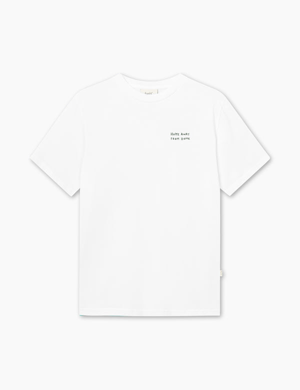 forét ABODE EMBROIDERY T-SHIRT - WHITE/GREEN