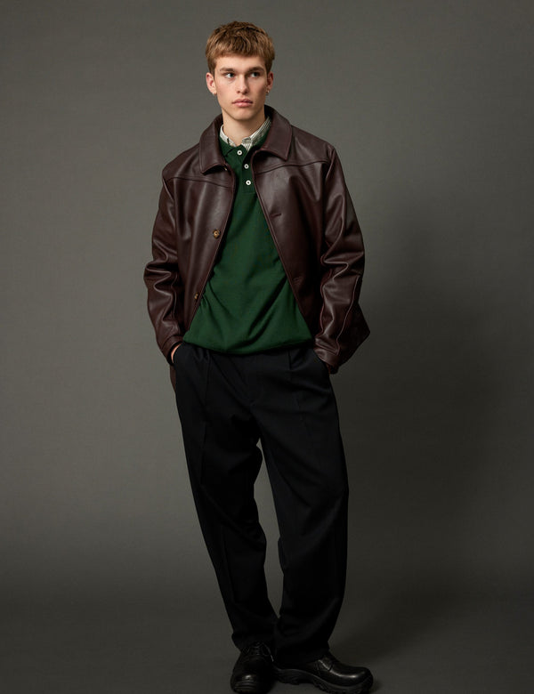 Forét BASE MERINO POLO KNIT - DARK GREEN