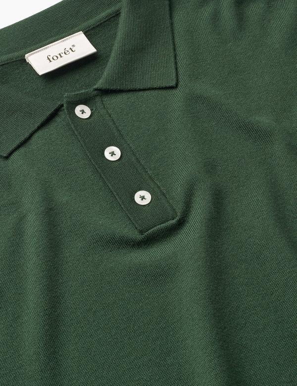 Forét BASE MERINO POLO KNIT - DARK GREEN