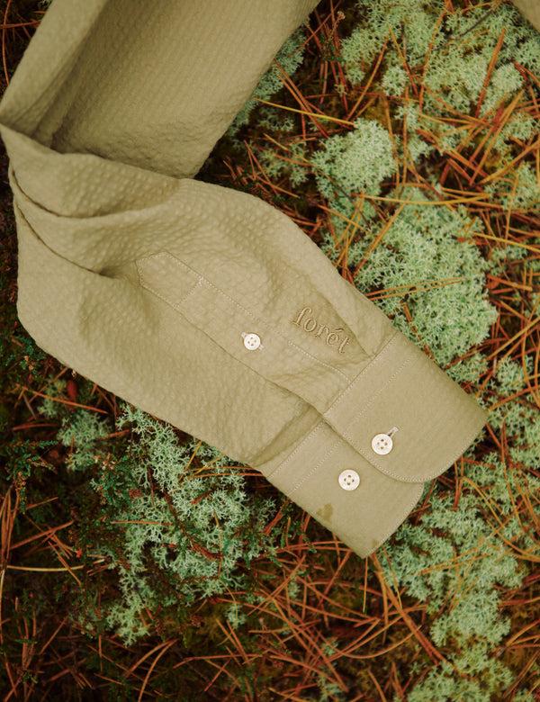 Forét BUSH SEERSUCKER SHIRT - OLIVE