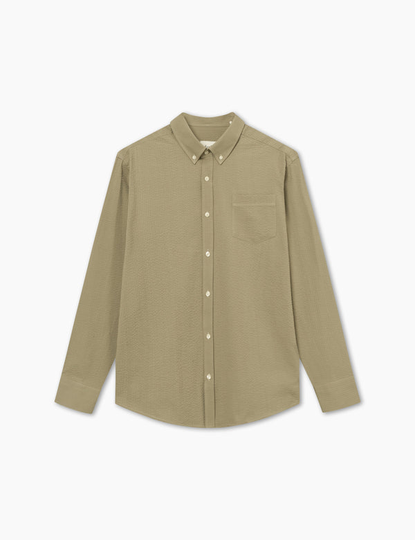 forét BUSH SEERSUCKER SHIRT - OLIVE