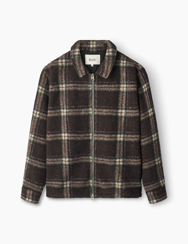 forét CABIN ZIP FLEECE - BROWN/CHECK