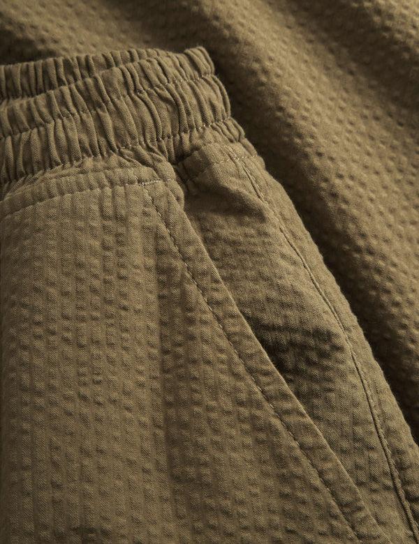 Forét CALM SEERSUCKER PANTS - ARMY