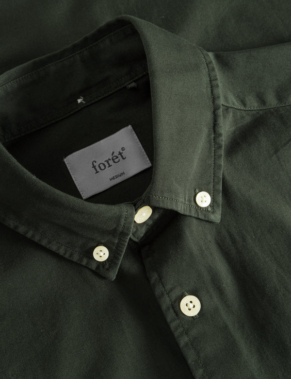Forét CAMP LIGHT TWILL SHIRT - DARK MOSS