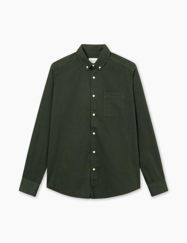 forét CAMP LIGHT TWILL SHIRT - DARK MOSS
