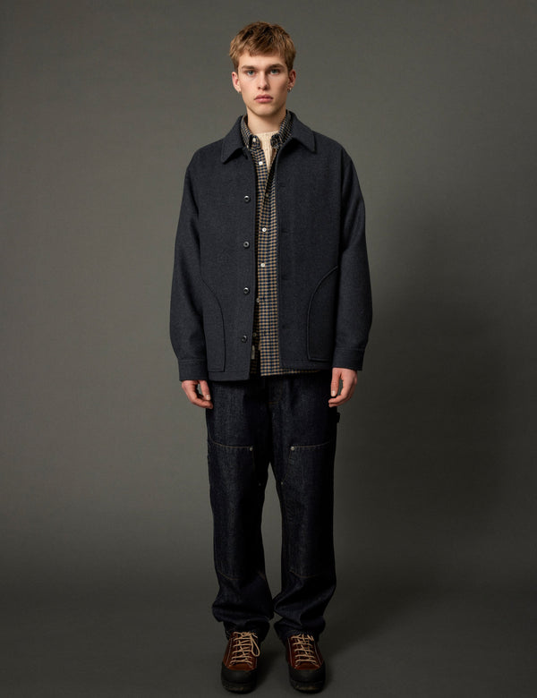 Forét CAVE WOOL JACKET - DARK GREY MELANGÉ