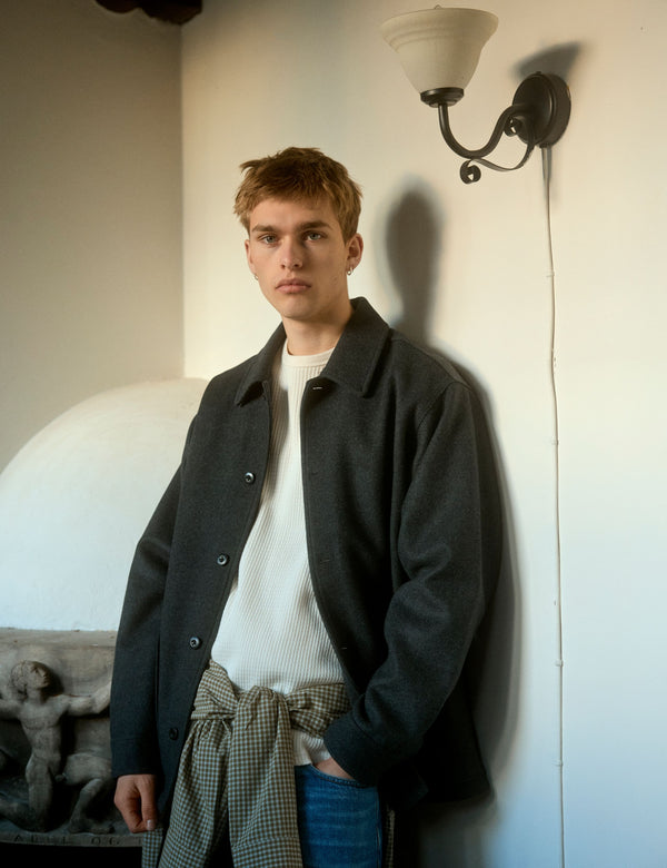 Forét CAVE WOOL JACKET - DARK GREY MELANGÉ