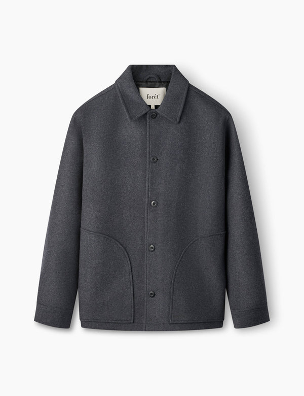 forét CAVE WOOL JACKET - DARK GREY MELANGÉ