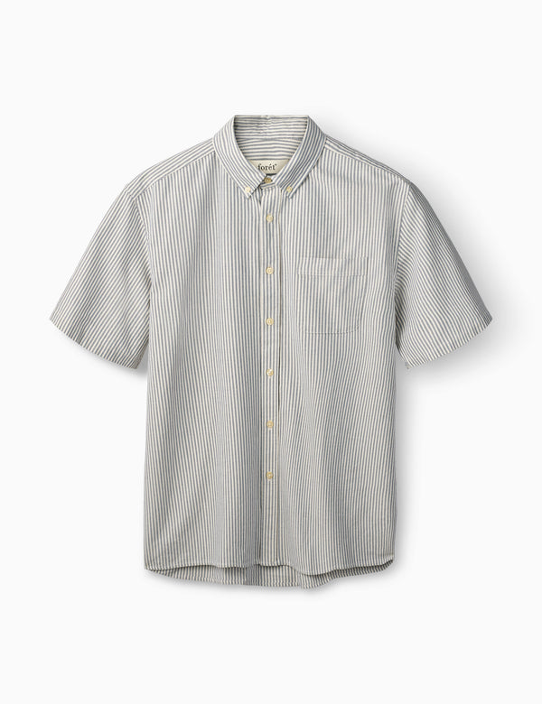 forét CEDAR OXFORD SHIRT - BLUE STRIPE