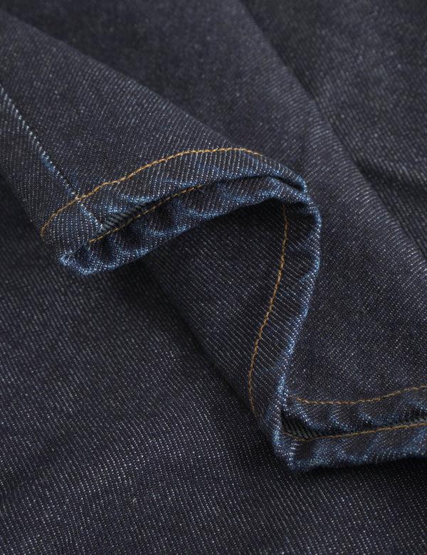 Forét CLAY CREASED DENIM SHORTS - DARK DENIM