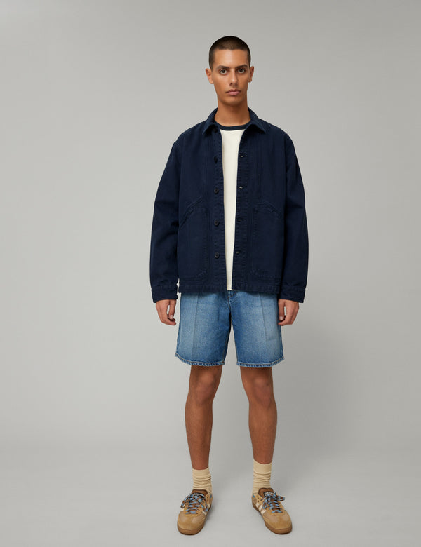 Forét CLAY CREASED DENIM SHORTS - VINTAGE BLUE